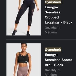Gymshark energy seamless crop and bra set
